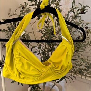Shade and shore Vibrant Yellow Halter Bikini Top 38DD